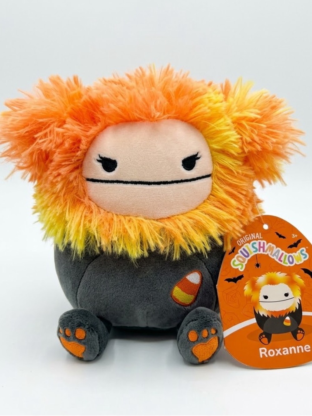 Squishmallows Roxanne Plush - Orange, Yellow & Gray Halloween Candy Corn
